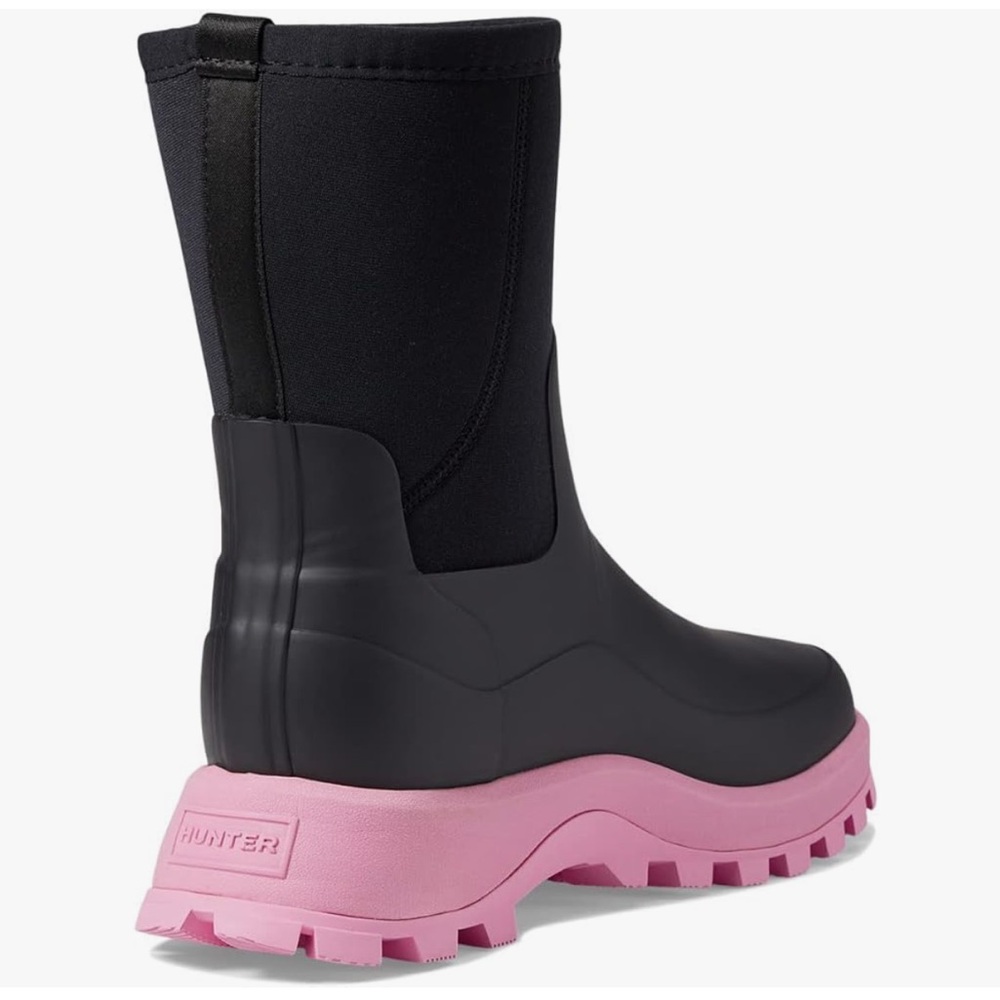 HUNTER Women’s City Explorer Short Rain Boots Black/Pink Fizz Trim Size 5 (NWT) - Picture 10 of 10